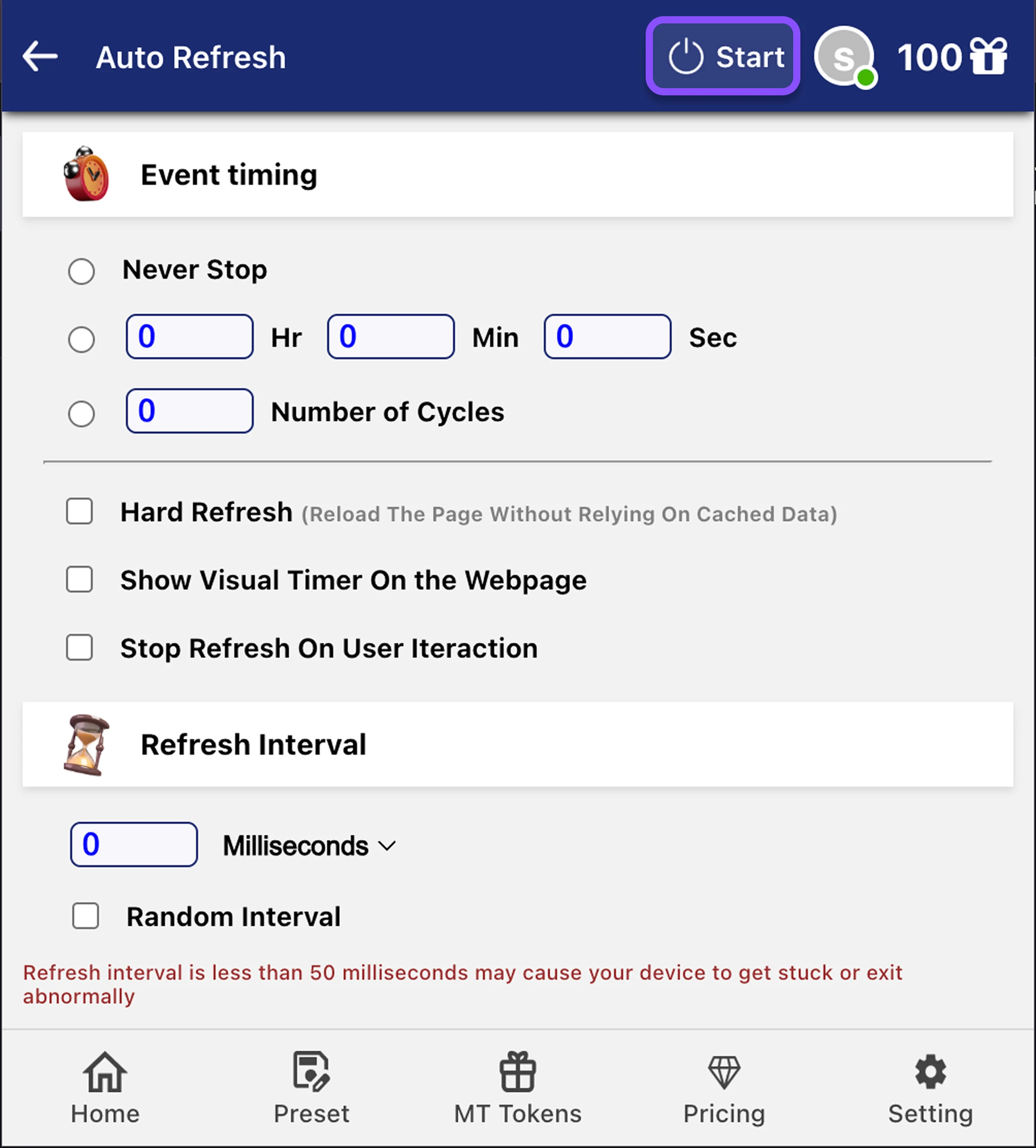 Step 4: Click on START